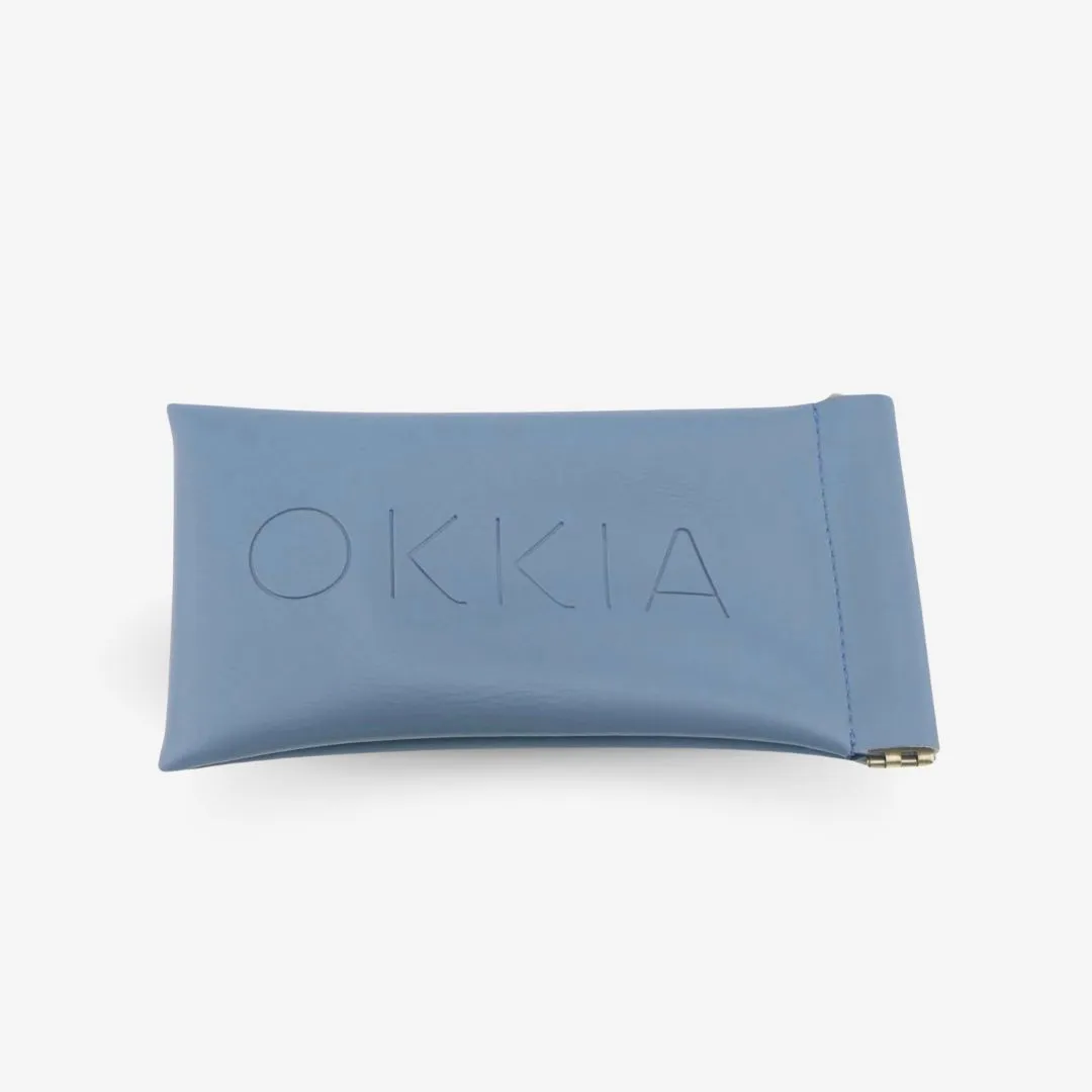 Okkia Glasses Synthetic Leather Case Blue