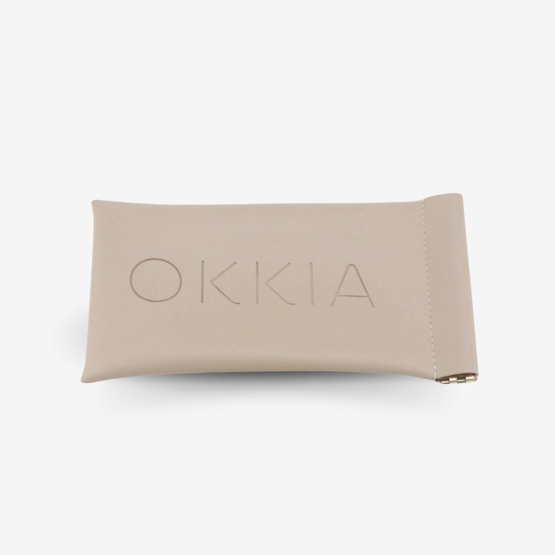 Okkia Glasses Synthetic Leather Case Beige