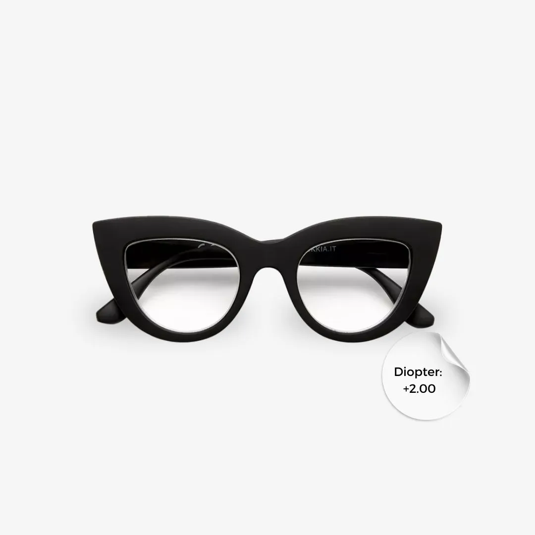 CLAUDIA-CAT-EYE-Black-2.0-OK023-BK2.00 Okkia Reading Claudia Cat Eye Black 2.00 - Image 1