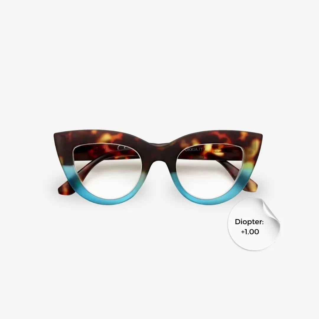 Okkia Reading Claudia CatEye HavanaBlue 1.00