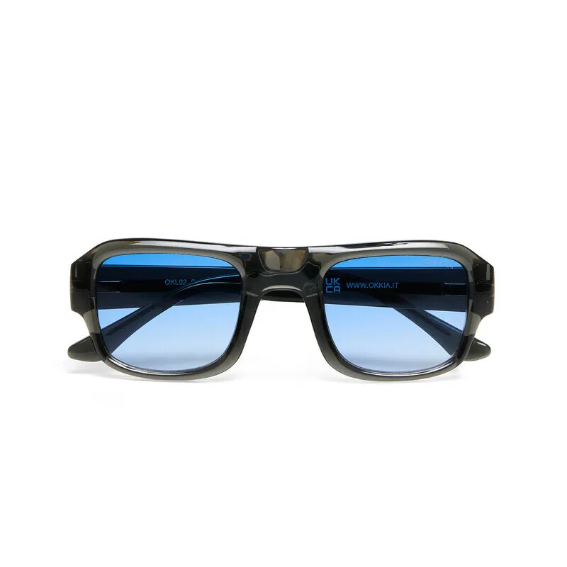 Okkia CLUB Sunglasses STROMBOLI Translucent Smoke (Blue Lenses)